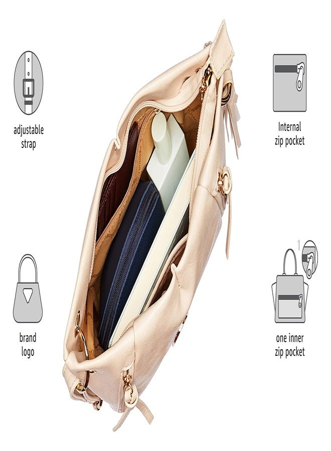 Lino Perros Women's Artificial Leather Sling bag Peach Coloured (BEIGE) - Image 2